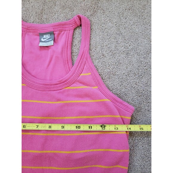 Vintage Y2k Nike Gray Tag Women's Juniors Striped Tank Top Size Pink/Yellow - Picture 7 of 8